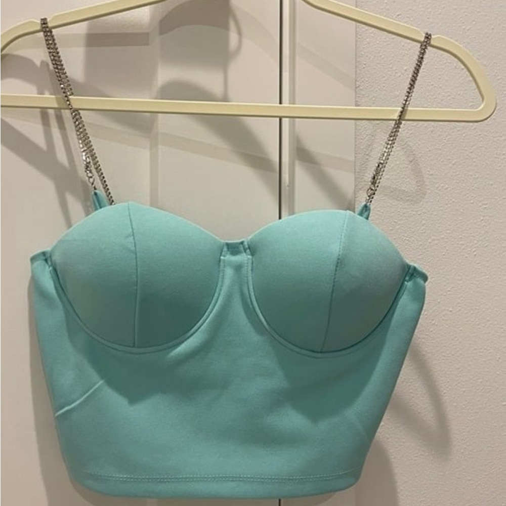 Women Crop Top with Rhinestone Strap